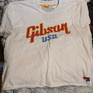 Aviator Nation White T-Shirt with Yellow and Orange Accents